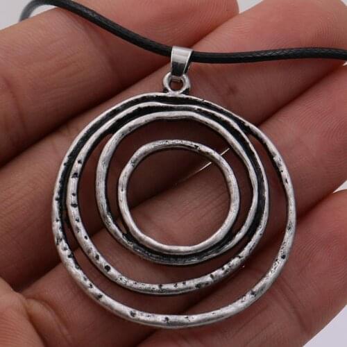 Viking Rune Metal Necklace Tai Chi Circle Pendant Amulet Jewelry