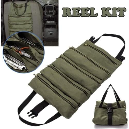 1PC Multipurpose Tools Roller Storage Bag Hanging Wrench Zipper Carrying Pouch Durable Oxford Cloth Reel Tool Bag Carrier Tote