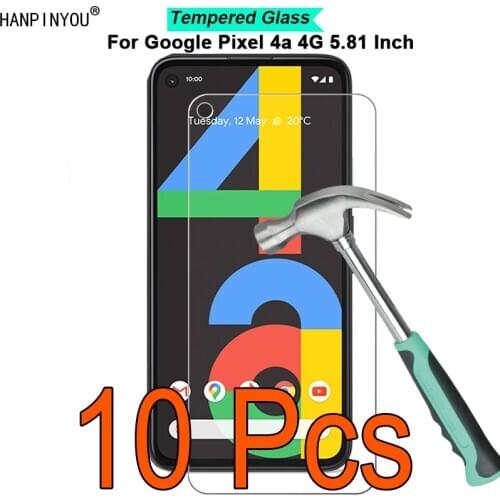 10 Pcs/Lot For Google Pixel 4a 4G 5.81" (Not 5G) 9H Hardness 2.5D Toughened Tempered Glass Film Screen Protector Protect Guard