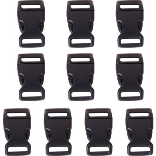 10pcs 5/8" Side Release Plastic Buckles for 0.6" Webbing Straps Black
