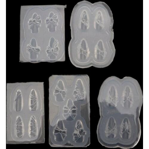 5 Pcs Nail Decoration Crystal Epoxy Resin Molds Mini Bowknot Silicone Mould DIY Crafts Ornaments Jewelry Casting Tools