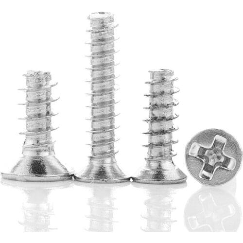 55pcs Cross Recessed Countersunk Head Self-tapping Screws 304 Stainless Steel M1.7 M2 M2.6 M3 M4 Flat Head Phillips Screw