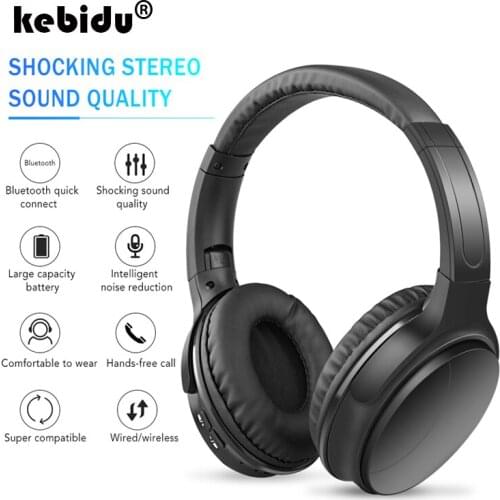 Kebidu Wireless Bluetooth Headphone with microphone Bass HiFi Sound studio headset for music and phones support voice control