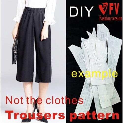 Widening leg pants sewing pattern The trousers pattern(Not the pants) Elastic waist BZK-5