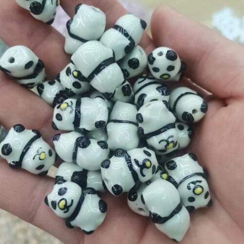 15pcs 15x19mm Black White Panda Shape Ceramic Beads DIY Loose Hand Painted Ceramics Spacer Bead For Jewelry Making Accessories