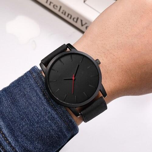 Simple frosted large dial sports style mens belt quartz watch mens casual fashion all-match student watch