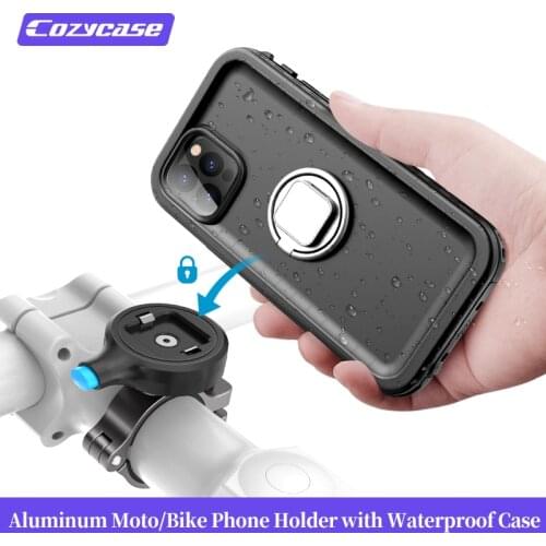 Cozycase Motorcycle Bike Bicycle Phone Holder Mount With Waterproof Case For iPhone 12 11 Pro XS Max XR 8 Plus 7 SE2020 6S Black