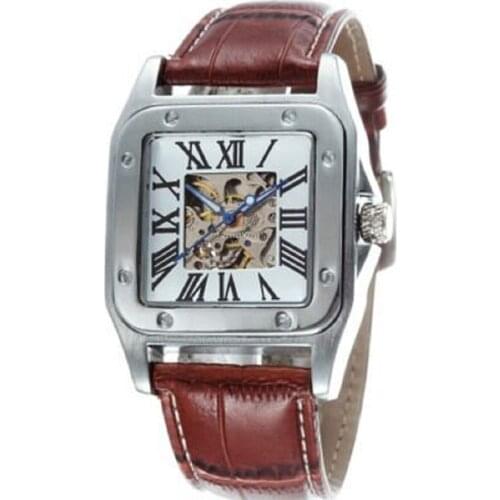 European and American mens watch personality leisure hollow square automatic mechanical watch