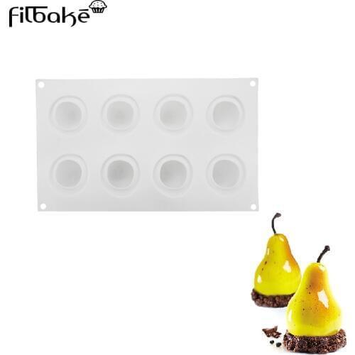 FILBAKE 1PCS 8 Holes Silicone Cake Molds Pear Shape Moulds For Baking Desserts Decorating Tools Chocolate Ice Mold