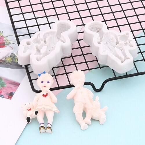 Girl/Boy Fudge Cake Decoration Mold DIY Dessert Chocolate Silicone Mold 3D Childrens Pastry Baking Mold 9*5cm