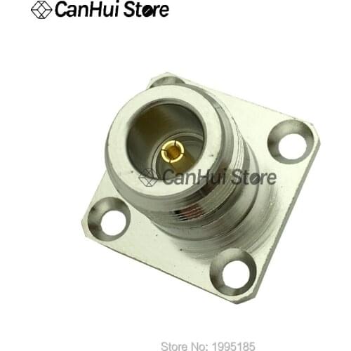 1Pcs N-KF N type female jack RF coax connector 4-hole panel mount with solder cup,silver 25x25mm