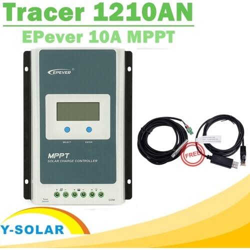 EPsolar MPPT Tracer 1210AN Solar Controller 10A 12V 24V LCD Solar Panel Charge Controller Battery Regulator with Free Two Cables