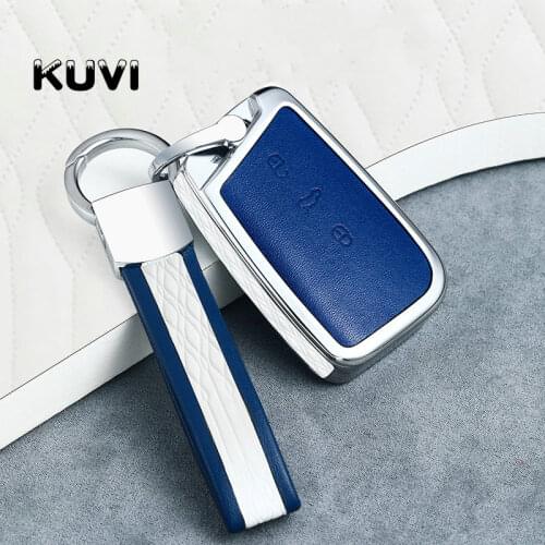 Leather Car Key Remote Cover Case For Volkswagen VW Tiguan MK2 Magotan Passat B8 CC 2017 2018 For Skoda Superb A7