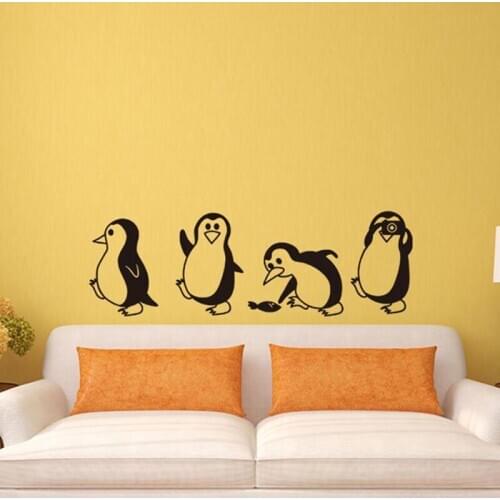 Small Penguin Creative Wall Stickers Diy Home Decoration Stickers Childrens Room Bedroom Living Room Decorative Wall Stickers