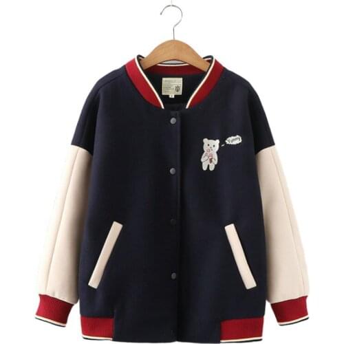 Jackets Women 2021 Winter Cartoon Embroidered Hooded Jacket Bomber Streetwear Casual Jacket Loose Long Sleeve Coat Mujer