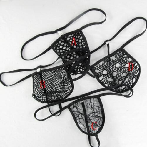 Mens seamless pouch string thong Low Rise big poly net G2459