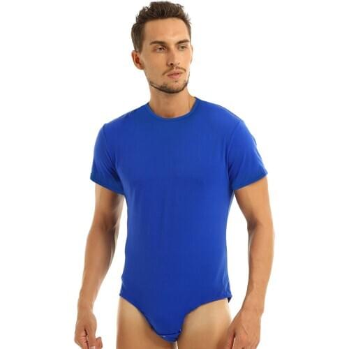 Mens Adults Lingerie Teddies AB Diaper Lovers Role Players Costumes Short Sleeves Crotch T-shirt Bodysuit Romper Pajamas