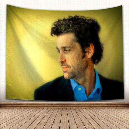 Custom Patrick Dempsey Tapestry Eco-Friendly HD Print Background Cloth Bedroom Wall Hanging Tapestries Decor Washable Not Fade