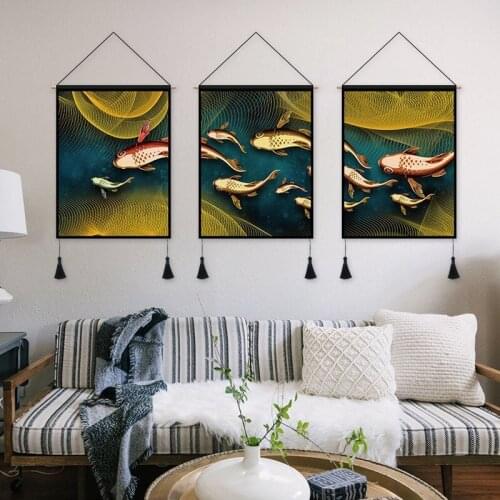 Nordic Background Cloth Living Room Decoration Painting Triple Hanging Tapestry Sofa Bedside Wall Cloth