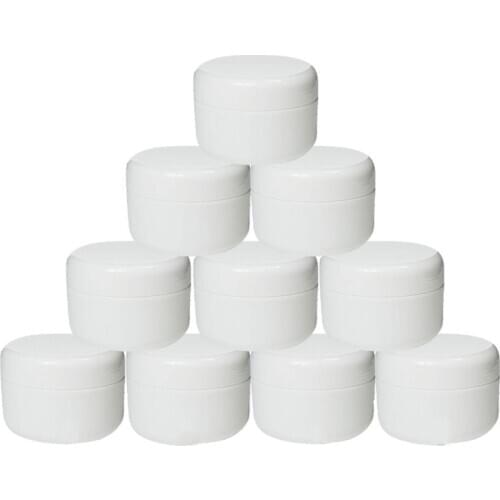 10Pcs Plastic Empty Makeup Jar 10g/20g/30g/50g Pot Refillable Sample bottles Travel Face Cream Lotion Cosmetic Container White