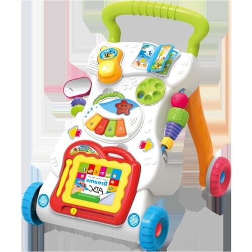 Plastic Adjustable Baby Walker Sit-to-Stand Trolley Early Educational Toy