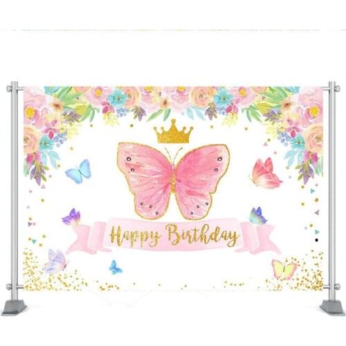 Fairy Tale Butterfly Birthday Backdrops Party Baby Photography Printed Backdrop Children Background