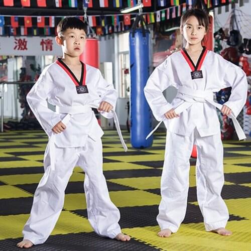Comfortable Taekwondo uniform for kids and adult durable Polyester WTF Taekwondo suit customized dobok