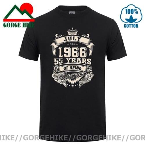 GorgeHike Born In July 1966 55 Years Of Being Awesome T Shirt Big Size O-neck Cotton Custom Short Sleeve Vintage 1966 T-shirt