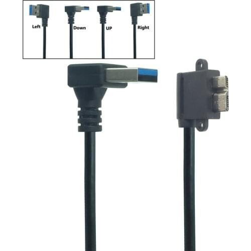 UP & Down & Left & Right Angled 90 Degree USB3.0 USB 3.0 A Male to Micro B Male 90 Degree Cable Black 0.3M