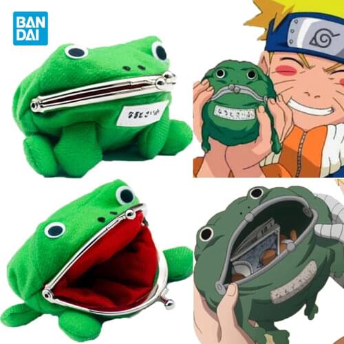 Bandai Anime Naruto Frog Wallet Coin Purse Key Chain Cute Plush Novelty Adorable Cartoon Cosplay Figure Women Bag Accessories