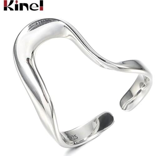 Kinel Hot Sale 100% 925 Sterling Silver Styles Stackable Wave Ring Party Finger Wedding Rings For Women Original Fashion Jewelry