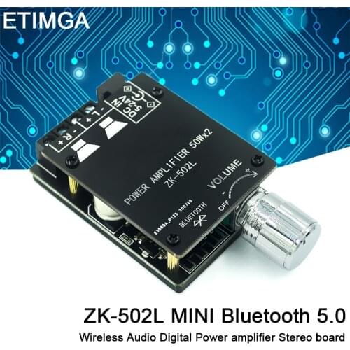 ZK-502L MINI Bluetooth 5.0 DC 5-24V Wireless Audio Digital Power amplifier Stereo board 50Wx2 Bluetooth Amp Amplificador