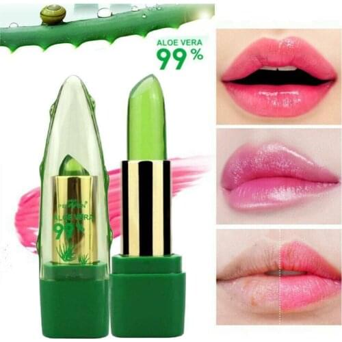 1PC Moisture Lip Balm Long-Lasting Natural Aloe Vera Lipstick Color Mood Changing Long Lasting Moisturizing Lipstick Anti Aging