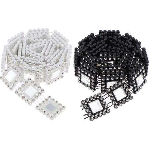 1 Yard Sparkle Square Rhinestone Diamante Trim Ribbon for Wedding Party Dress Vases Clothes Decor