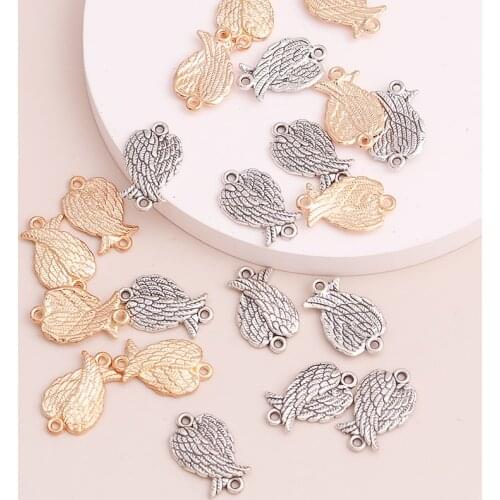 10pcs 17x12mm Double Angel Wings Connectors Beads Charms for DIY Making Pendants Necklaces Bracelets New Style Jewelry