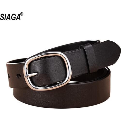 2021 Ladies Top Quality Stainless Steel Buckle Belt Female Accessories Solid Cowskin Leather Belts Clothing 2.8cm Width NSG983