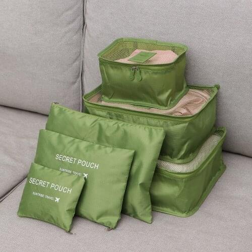 6Pcs Waterproof Travel Storage Bags Clothes Packing Cube Luggage Organizer Pouch (Green)