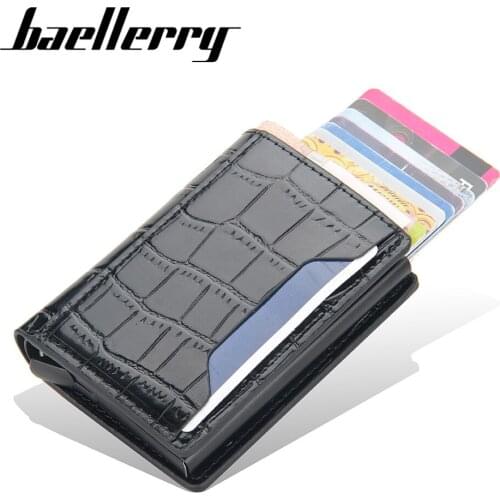 Alligator New Credit Card Holder Wallet Men Women Metal RFID Vintage Aluminium Bag Bank Cardholder Case Crazy Horse PU Leather