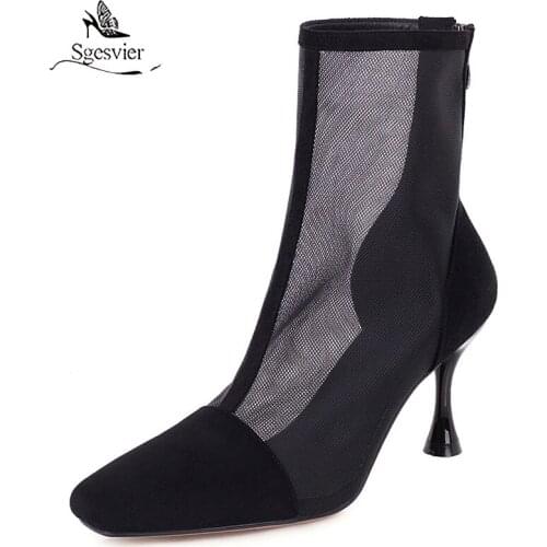 Sgesvier Women Sandals Hollow Net Mesh Sandals Sexy Thin High Heels Ladies Fashion Summer Shoes Breathable Stiletto Heels