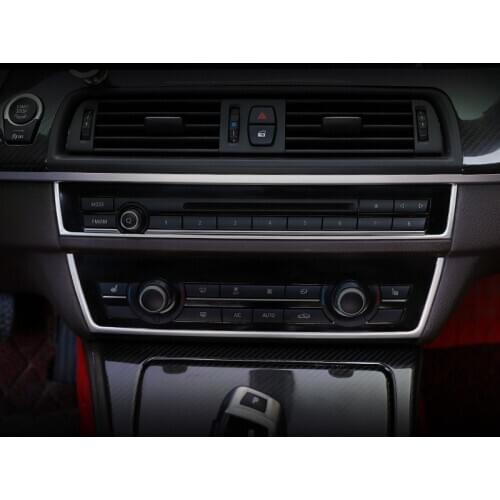 Center Console CD frame Trim Strips 2pcs for BMW 5 series F10 F18 520 528 525 2011-17 Stainless steel Car styling