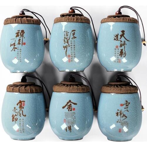 Tea Cans Ceramic Tea Pot Container For Puer Storage Chinese Pastoral Style Porcelain Mini Sealed Tea Caddy Candy Jars Canister