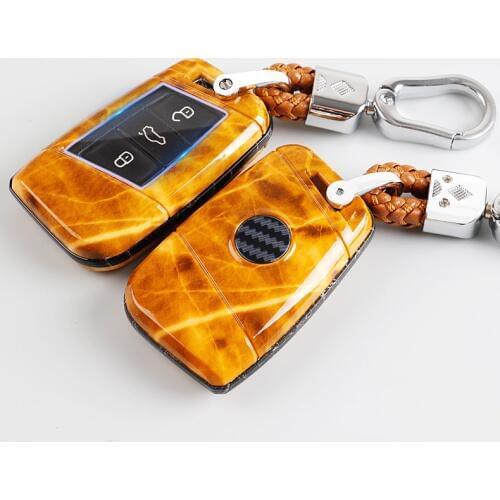 Marble ABS+PC Car Remote Key Case Cover For Skoda Octavia 1 2 3 A5 A7 Kodiaq Karoq Superb A7 Yeti Rapid Fabia Keychain Bag