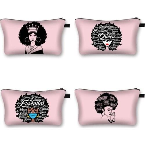 Black Girls Print Cosmetic Bag African Beauty Art Girl Portable Fashion Personalized Storage Bags Gift