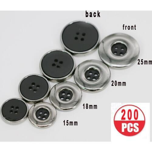 200 pcs/lot black glittering 4-holes resin buttons handmade accessories decoration for clothing suits overcoat wind coat