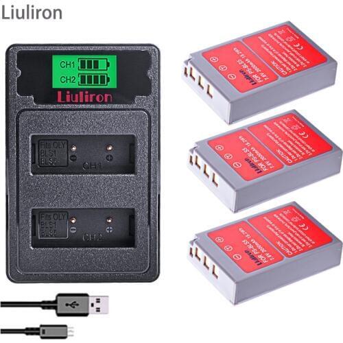 TYPE-C DUAL Charger + 2000mAh BLS-5 BLS5 Bls50 Battery for Olympus OM-D E-M10,Mark III,Mark II,PEN E-PL2,E-PL6,E-PM2, Stylus 1