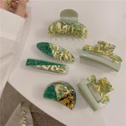 Elegant Green Acetate Grab Clip Large Acetate Hair Clip Crab Hair Claws For Women Girl Hair Accessories Hair Style Make