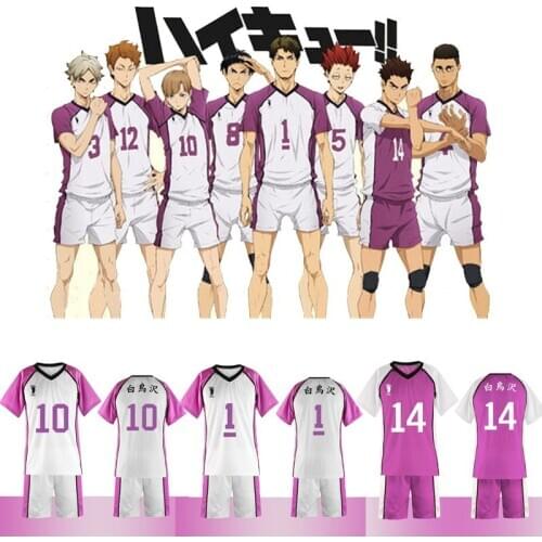 Haikyuu Cosplay Costume Shiratorizawa School Wakatoshi Ushijima Sportswear High School Volleyball Jerseys Uniform Number 1-16