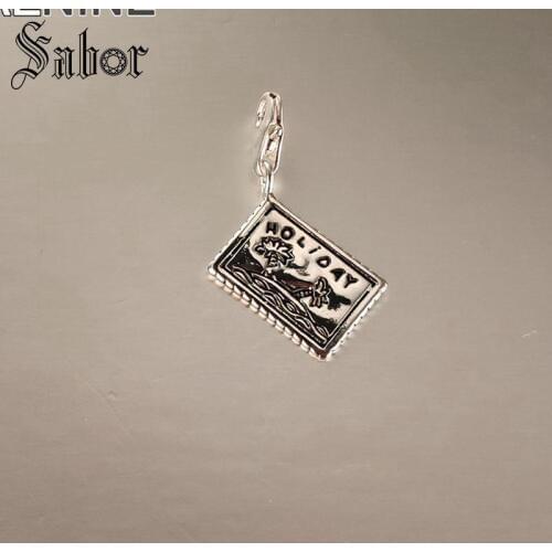 Classic Silver Color Holiday Postcard Diy Charms Fit Bracelets & Necklaces Making Jewelry For Women Breloque 390