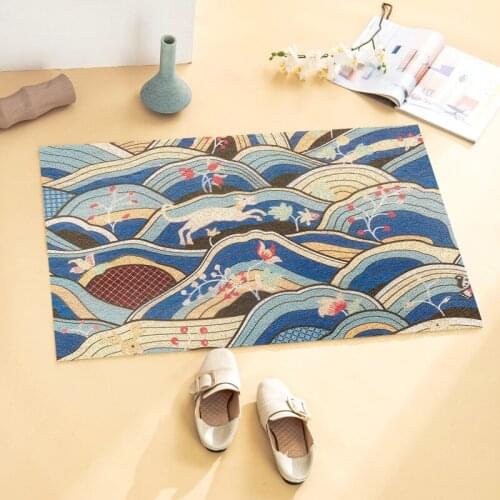 Nordic Japanese Door Mat Carpet Living Room Mat Hallway Can Be Cut Custom Entrance Door Mat PVC Silk Loop Anti-slip Mat Carpet