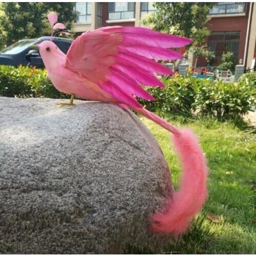 Creative simulation wings bird model foam&furs pink bird toy gift about 45x50cm 2849